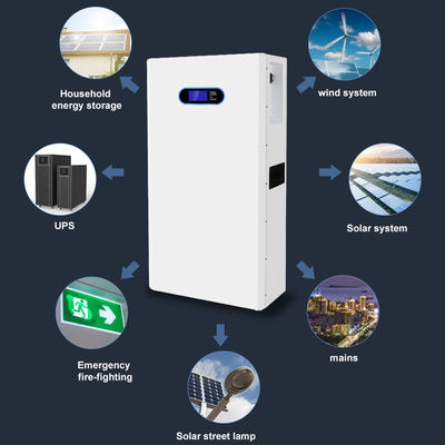 48V 100ah 200ah Lítmio montado na parede LiFePo4 Bateria 5kw 10kw Sistema de energia solar