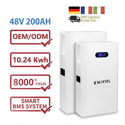 Lifepo4 48v 200ah Bateria de iões de lítio 10kw Armazenamento de energia Bateria solar Powerwall