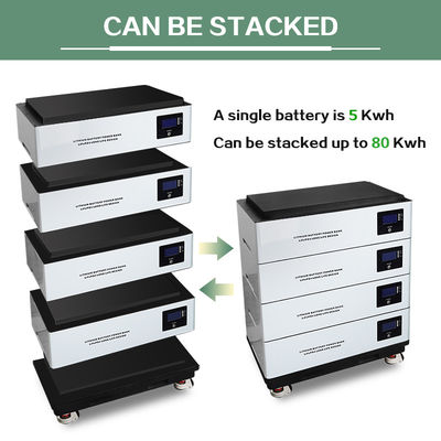 Rack Modular 48v Lifepo4 Bateria 10kwh 20kwh Energia solar Bateria doméstica empilhável 51.2v