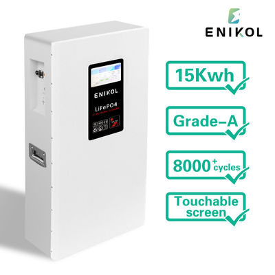 Bateria recarregável de iões de lítio 51.2V montada na parede Bateria LiFePO4 com tela sensível ao toque